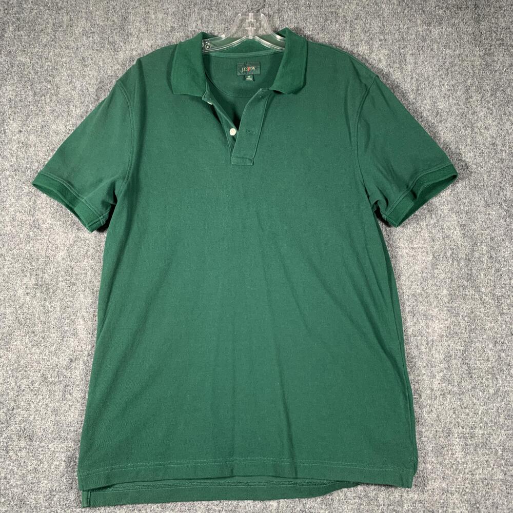 J.Crew Polo Shirt Mens Medium Green Pique Knit Short Sleeve Oarsman Casual